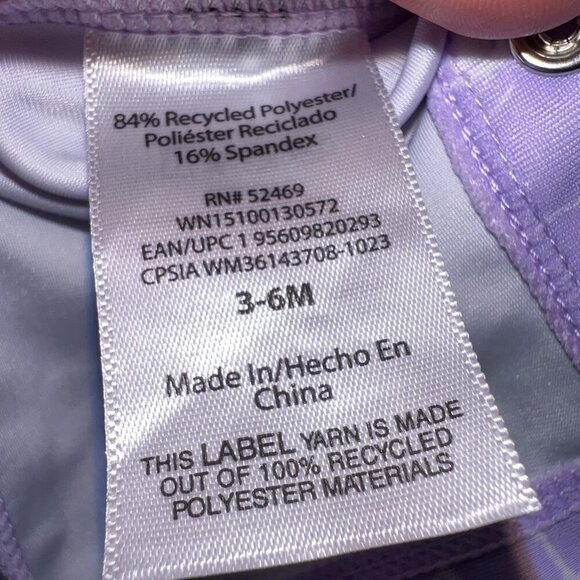 NWT Wonder Nation Baby Zip Rashie Lavender Sky Squares Size 3-6M - Picture 3 of 6